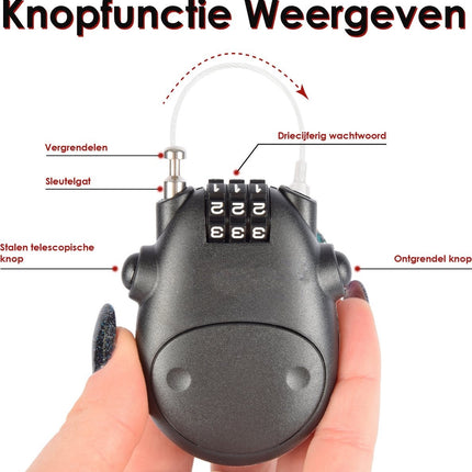 Cijferslot Set van 7 – Weerbestendig Kabelslot met Cijfercode voor Ski’s, Snowboards, Fietsen, Koffers, & Meer – 80 cm Stalen Kabel voor Optimale Beveiliging