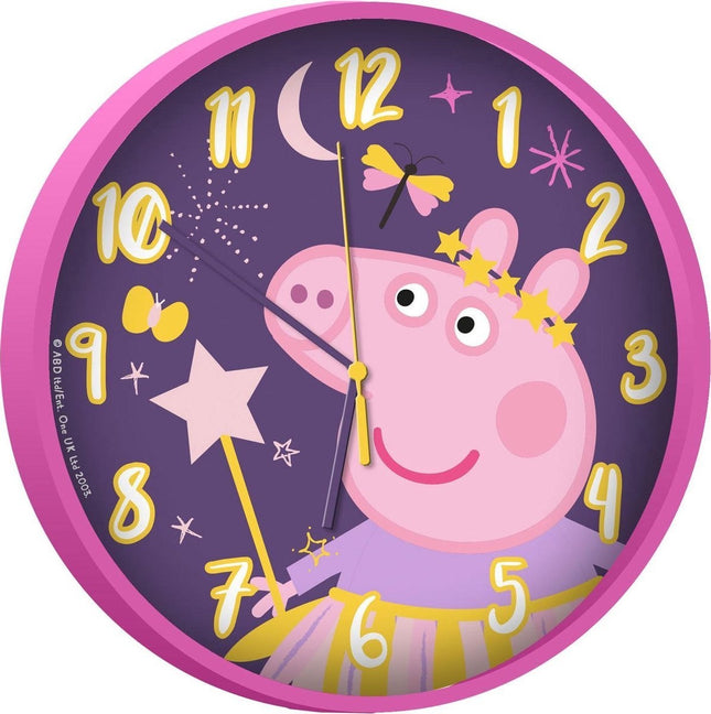 Wandklok voor kinderen peppa pig 25cm | peppa pig wandklok | roze/paars Klok | Speelgoed peppa pig 