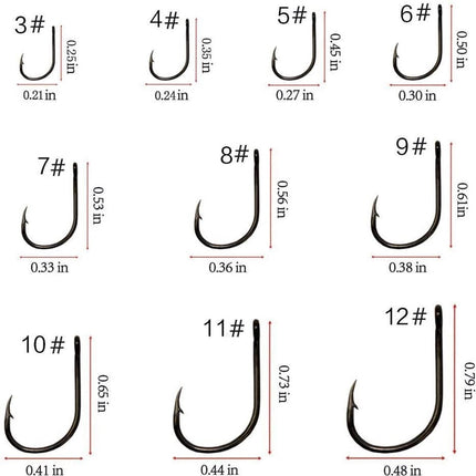 Vishaken - met Oog - 100 stuks - 10 Maten - Hengelsport Accessoires