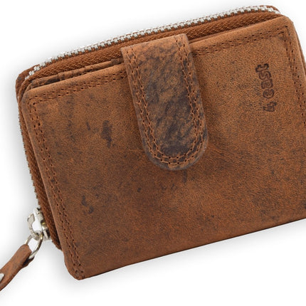 Portemonnee - Portemonnee dames - Portemonnee heren - Portemonnee pasjes - RFID Protected Anti skim - 4East - 4E-209- Camel - Cognac