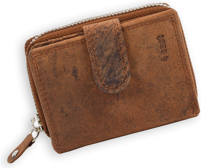 Portemonnee - Portemonnee dames - Portemonnee heren - Portemonnee pasjes - RFID Protected Anti skim - 4East - 4E-209- Camel - Cognac