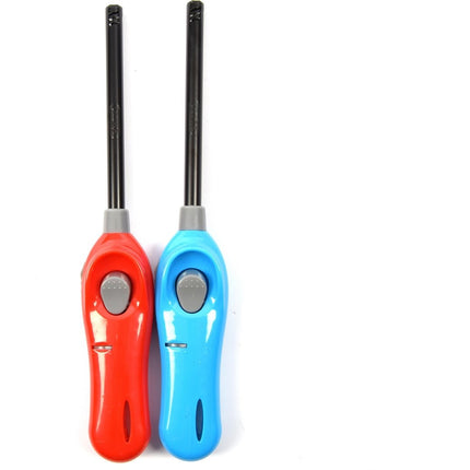 Pakket van 2x stuks BBQ aanstekers navulbaar| A Kwaliteit |Kinderbescherming/Kinderslot lichtblauw/Rood 26 cm
