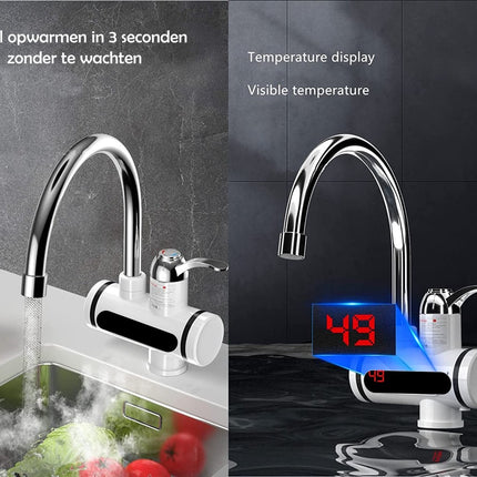 Warmwaterboiler Kraan Instant tankloze boiler Elektrische keuken Badkamer Snelle verwarming Kraanwaterkraan met LED digitaal display (onder instroom)