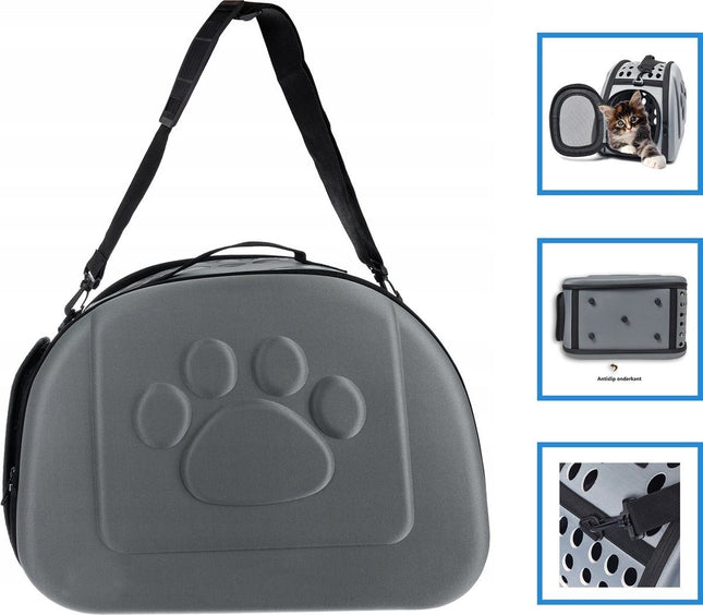 Reistas Kat - Draagtas Kat - tot 6 KG - Reismand Kat - Transporttas Kat - Kattentas - Stijlvolle en Handige Transportbox - Katten Reistas - Reisbench Hond - Konijn - Grijs - One size