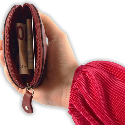 Portemonnee briefgeld muntgeld en creditcard - pasjes -Ritsportemonnee- vakantie portemonnee - Compact portemonnee - Nappa leer portemonnee - Kleine portemonnee - Portemonnee - Ronde portemonnees-4E-004