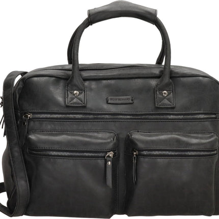 Handtas - Dames - Kunstleer - Zwart - Laptoptas Omhang Hand & Schoudertas Western Bag - Laptop 15.6 inch Zwart - Black - Hand & Schoudertas Western Bag School Werk Universiteit- Schoudertas dames