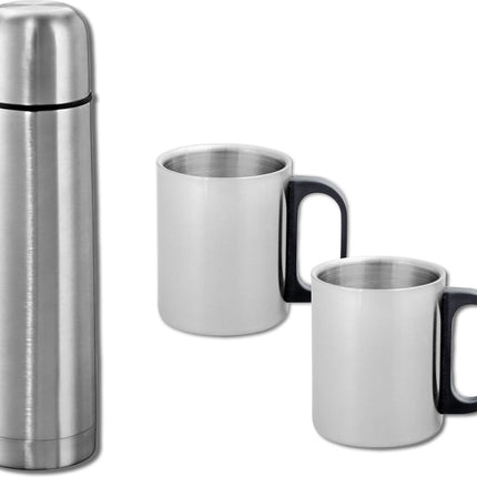 Discountershop® RVS Thermosfles 1.0 liter met 2 bekers