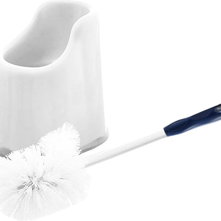 3 X Toiletborstel en houder, toiletpotreinigingssysteem met schrobstok, lipborstel onder de rand en opbergdoos voor badkamer