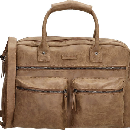 Handtas: Dames Kunstleer cognac - camel - Laptoptas Omhang Hand & Schoudertas Western Bag | Laptoptas 15.6 inch - Hand & Schoudertas Western Bag voor School, Werk & Universiteit | Schoudertas Dames