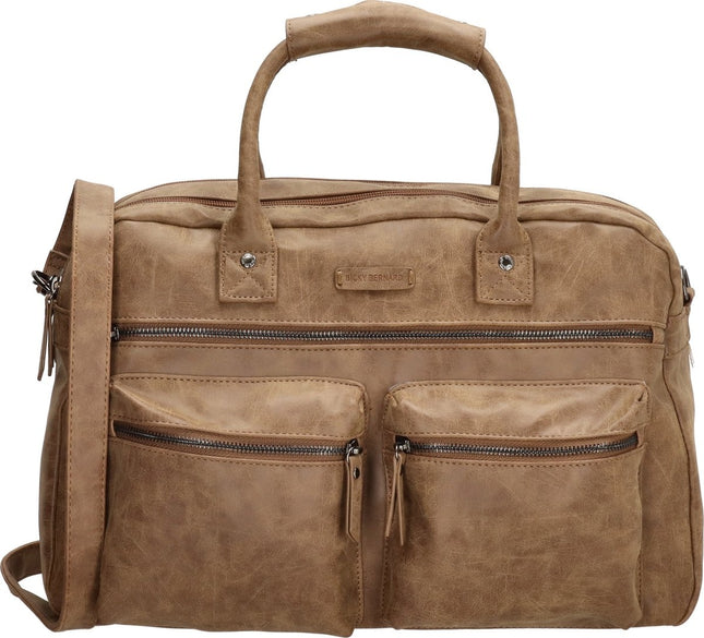 Handtas: Dames Kunstleer cognac - camel - Laptoptas Omhang Hand & Schoudertas Western Bag | Laptoptas 15.6 inch - Hand & Schoudertas Western Bag voor School, Werk & Universiteit | Schoudertas Dames