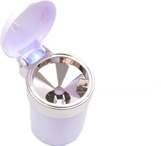 Auto asbak / Geurloze Auto Asbak / Met led verlichting / incl"GRATIS BATTERIJ" - Wit 