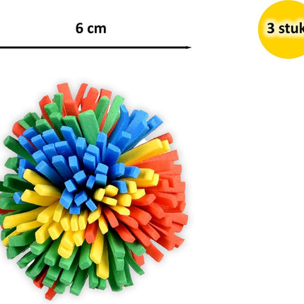 Katten speelgoed - speelgoed hoepsy pompen multi kleur 6 cm - 3 stuks in de verpakking