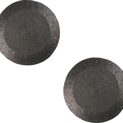 Placemats - Rond - 30 cm - 4 stuks - Onderlegger - Hitte bestendig - Donkergrijs - Luxe uitstraling beaded Placemat