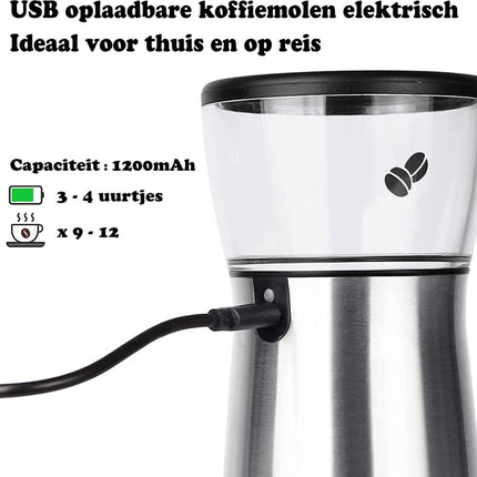 Koffiemolen elektrisch met USB kabel - Compacte koffiemolen Geschikt voor kruiden , granen en koffiebonen - Elektrische koffiemolen