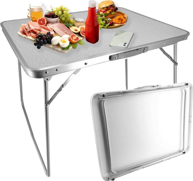 Klaptafel 80x60x70cm - Weerbestendige Inklapbare Campingtafel voor Buiten - Opvouwbare Tuintafel met Handvat voor 1-2 Personen - Stevige Vouwtafel