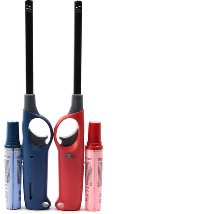 Gasaansteker met navulling 2X Rood en Blauw - HervulbareNavulbare Aansteker - Kinderbescherming - Vlamaanpassing - Branstofindicator -