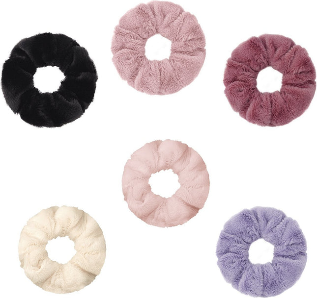 Haarelastiek - Musthave Haaraccessore Scrunche Pack – Luxe kwaliteit – Elastiekje – Elastiek – Haarwokkel – Haarverzorging – Haarelastiekjes – Haarwikkel Scrunchies pluche stof pack Haaraccessoire Vrouwen - 6 stuks Natural Colors Haarwokkel