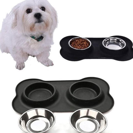  Voerbak hond van RVS 36 cm x 21 cm x 3 cm - hondenvoerbak , waterbak kat , honden drinkbak , Antislip hondenvoerbak 