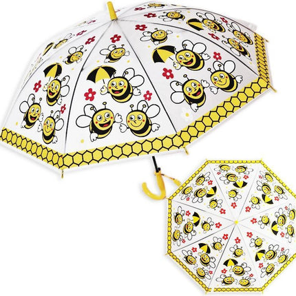 Kinderparaplu met Bijen print 96 cm paraplu - Disney Kinderparaplu 96 cm automatische paraplu met Transparant en Fluitje inbegrepen