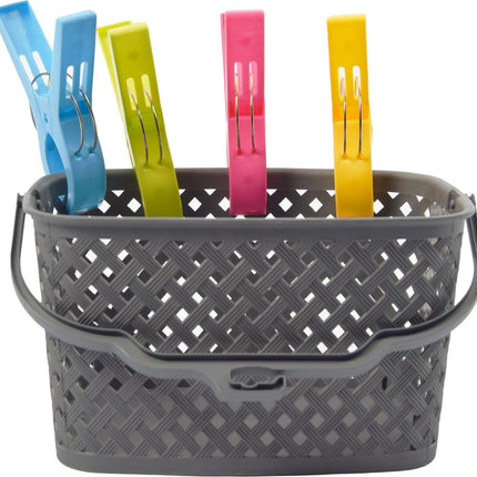 Discountershop® Wasknijpermandje Grijs 22 x 12,9 x 15 cm