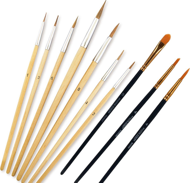 9 -delige penselenset - Verfborstelsets 9 stuks - Penselen - Verven met penselen Brush set