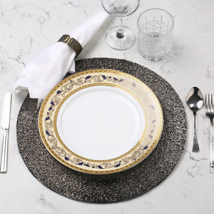 Placemats - Rond - 30 cm - 4 stuks - Onderlegger - Hitte bestendig - Donkergrijs - Luxe uitstraling beaded Placemat