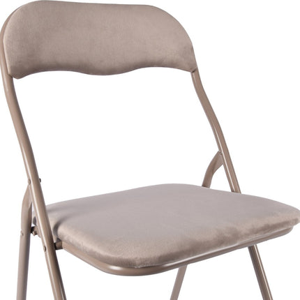 4x Klapstoel met zithoogte van 43 cm Vouwstoel velvet zitvlak en rug bekleed - stoel- tafelstoel - klapstoel - Velvet klapstoel - Luxe klapstoel - Met kussentjes - Stoelen - Klapstoelen - Stoeltje - Premium chair Camel - Groen - Donkerblauw - Beige