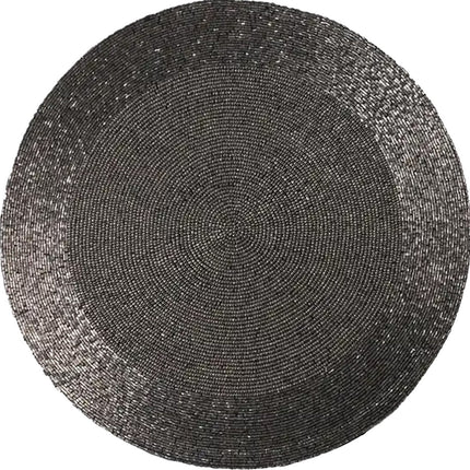 Placemats - Rond - 30 cm - 4 stuks - Onderlegger - Hitte bestendig - Donkergrijs - Luxe uitstraling beaded Placemat