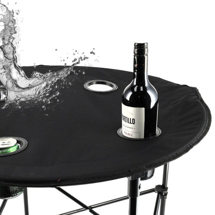 Picknicktafel Inklapbaar Ø 72,5 cm - Lichtgewicht Campingtafel met Bekerhouders & Hoes - Ronde Opvouwbare Tafel voor Binnen & Buiten