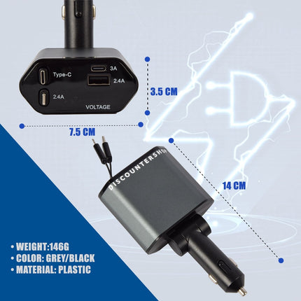 Autolader 12V Snellader USB C & Lightning - 4-in-1 Oplader voor iPhone, Apple, Android & Samsung - Universele Autolader met Meerdere Aansluitingen