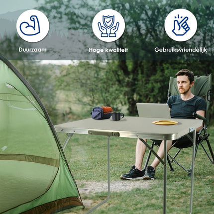 Klaptafel 80x60x70cm - Weerbestendige Inklapbare Campingtafel voor Buiten - Opvouwbare Tuintafel met Handvat voor 1-2 Personen - Stevige Vouwtafel