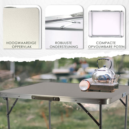 Klaptafel 80x60x70cm - Weerbestendige Inklapbare Campingtafel voor Buiten - Opvouwbare Tuintafel met Handvat voor 1-2 Personen - Stevige Vouwtafel
