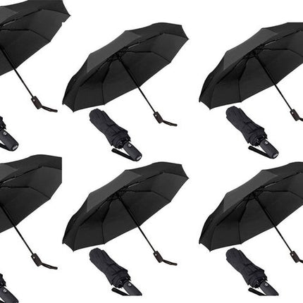 10x Automatische Stormparaplu - Paraplu – Automatisch, Opvouwbaar & Windproof tot 70 - 80 km p/u - Ø 95 cm - 7 panelen - Dubbele Laag - Zwart
