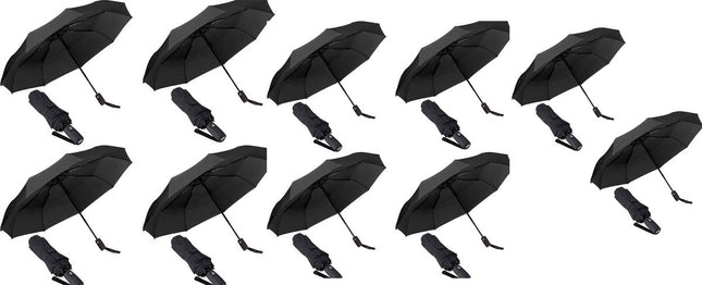 10x Automatische Stormparaplu - Paraplu – Automatisch, Opvouwbaar & Windproof tot 70 - 80 km p/u - Ø 95 cm - 7 panelen - Dubbele Laag - Zwart