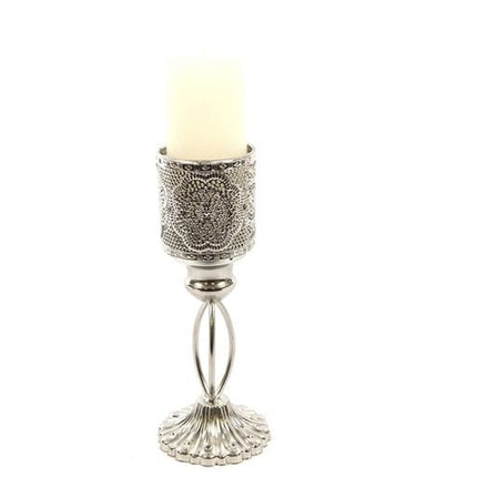 Set van 3 Prachtige Oosterse Lantaarn | Metalen Kaarsenhouder Zilver | 27cm | Waxinelichthouder | Kandelaar