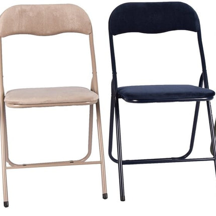 4x Klapstoel met zithoogte van 43 cm Vouwstoel velvet zitvlak en rug bekleed - stoel- tafelstoel - klapstoel - Velvet klapstoel - Luxe klapstoel - Met kussentjes - Stoelen - Klapstoelen - Stoeltje - Premium chair Camel - Groen - Donkerblauw - Beige