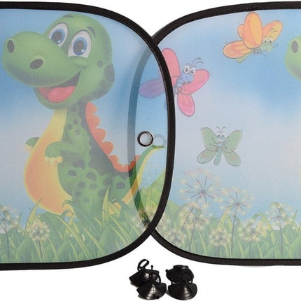 Zonwering Zonnescherm Auto UV Protectie 2 Stuks Autozonwering Voor Autoraam Zijruit - dinosaurus