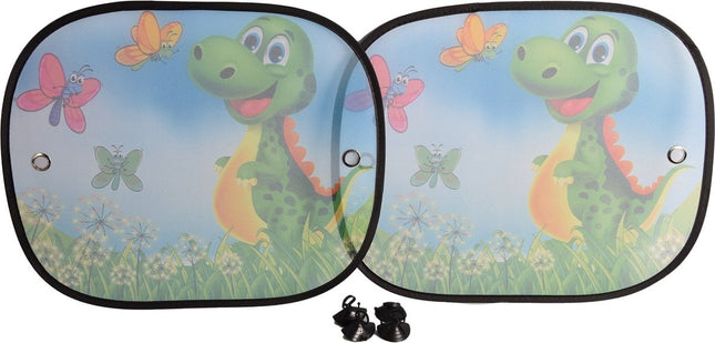 Zonwering Zonnescherm Auto UV Protectie 2 Stuks Autozonwering Voor Autoraam Zijruit - dinosaurus