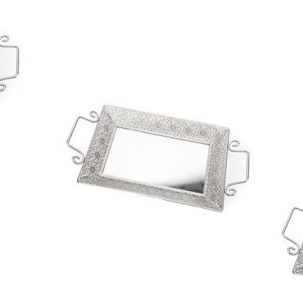 3 stuks |Rechthoekig spiegeldienblad 41x22 cm | Decoratieve dienbladen | Metalen Dienblad Met Spiegel | Zilver dienblad