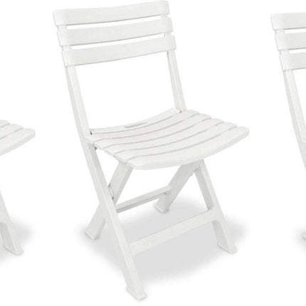 3x Robuuste kunststof klapstoel | Wit | Opvouwbaar stoel | 46 cm x 41 cm x 78 cm