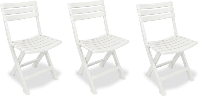3x Robuuste kunststof klapstoel | Wit | Opvouwbaar stoel | 46 cm x 41 cm x 78 cm