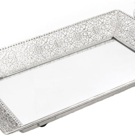 3 stuks |Rechthoekig spiegeldienblad 41x22 cm | Decoratieve dienbladen | Metalen Dienblad Met Spiegel | Zilver dienblad