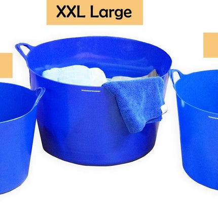 Fijne Set van 3 Stevige Flexibel Emmer Wasmand | Kuipen |75,39,26 liter Blauw | Wasmachine | Mand | Opbergmanden | Grote manden | Ronde manden