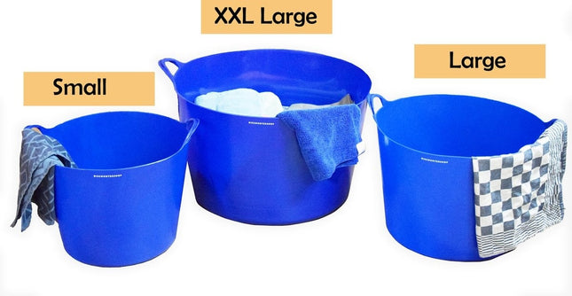 Fijne Set van 3 Stevige Flexibel Emmer Wasmand | Kuipen |75,39,26 liter Blauw | Wasmachine | Mand | Opbergmanden | Grote manden | Ronde manden