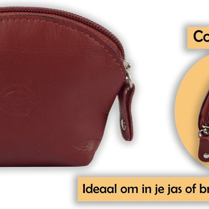 Portemonnee briefgeld muntgeld en creditcard - pasjes -Ritsportemonnee- vakantie portemonnee - Compact portemonnee - Nappa leer portemonnee - Kleine portemonnee - Portemonnee - Ronde portemonnees-4E-004