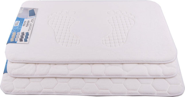 Badmat & WC Mat Set -Douche mat set - Wit - 80cm x 50cm - badmat set 3-delig - Soft Foam - Extra Zacht - FOAM