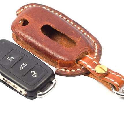 Handgemaakt Volkswagen Sleutel Cover | Lederen sleutelhoesje | beschermhoesje | autosleutel