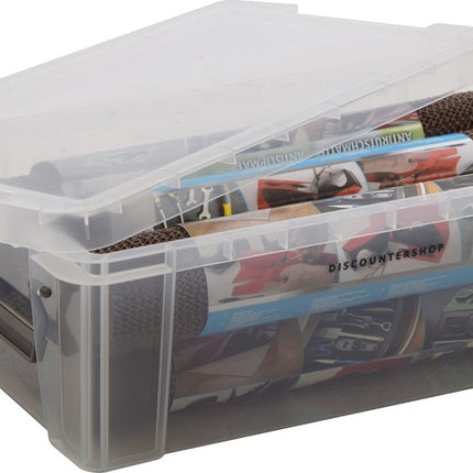 1x Stevige Opbergbox met afsluitbaar deksel met 2 clips|5.5liter | A4 |Opberger | opbergbak - box duurzaam transparant