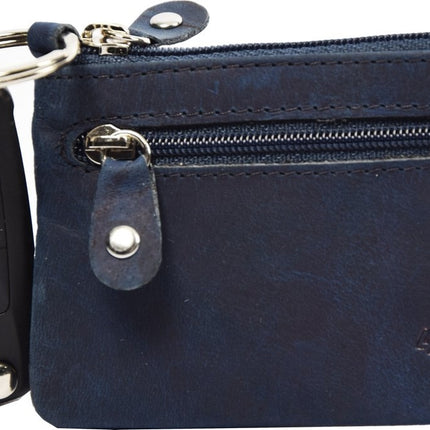 Autosleutel RFID Antidiefstal met YKK risten- Keyless Entry Go Sleutel Etui Hoesje Sleuteletui portemonnee - portemonnee etui - ring portemonnee - pasjeshouder met rits - rits portemonnee - 2 ritsen portemonnee - buffelleer portemonnee