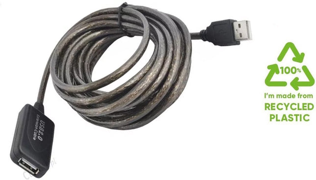 Discountershop® USB verlengkabel - USB2.0 - 5 meter snelheden tot 480 Mbit/s actieve USB2.0 poort die minimaal 500 mA